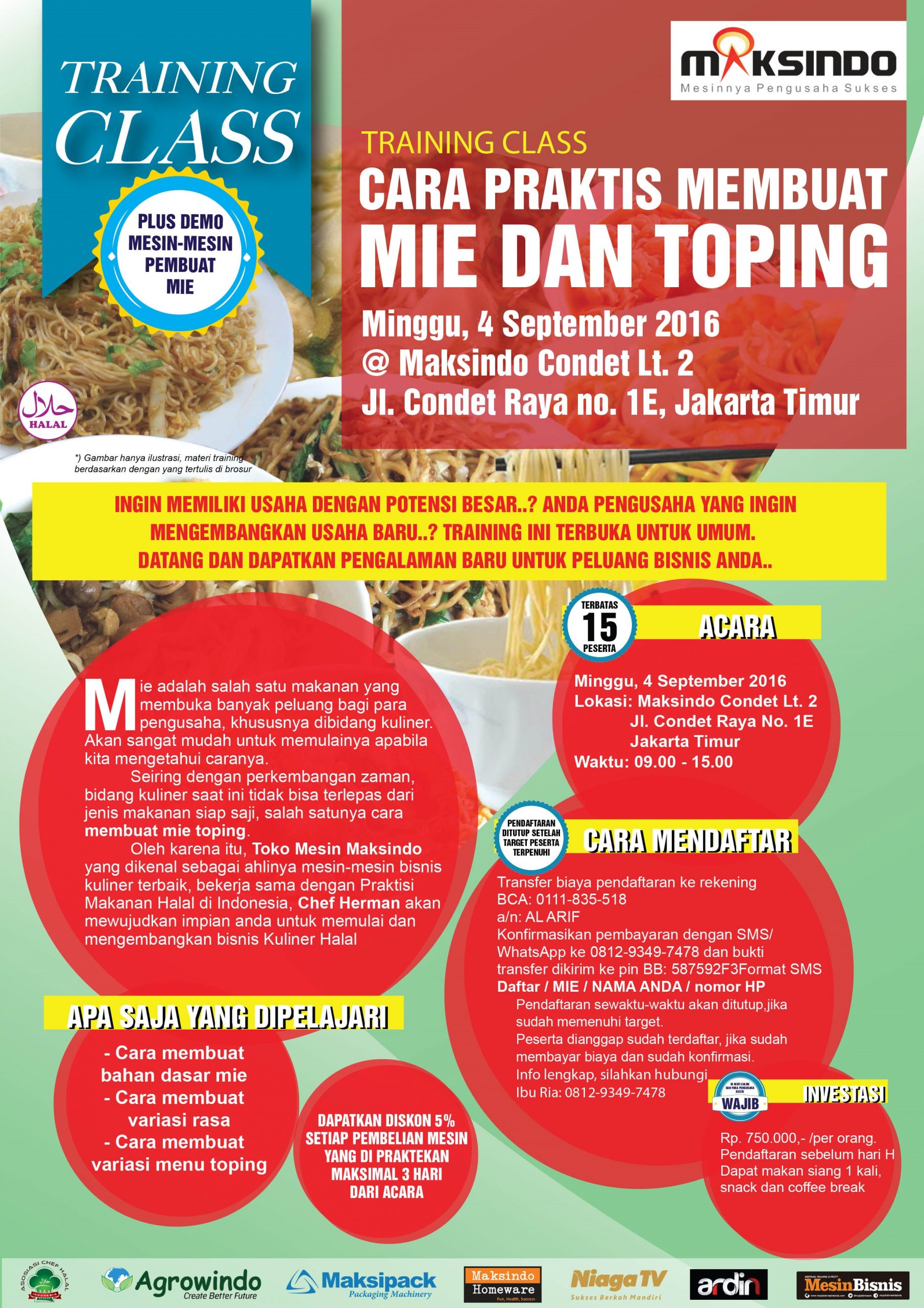 Training Mie Dan Topping di Condet, 4 September 2016