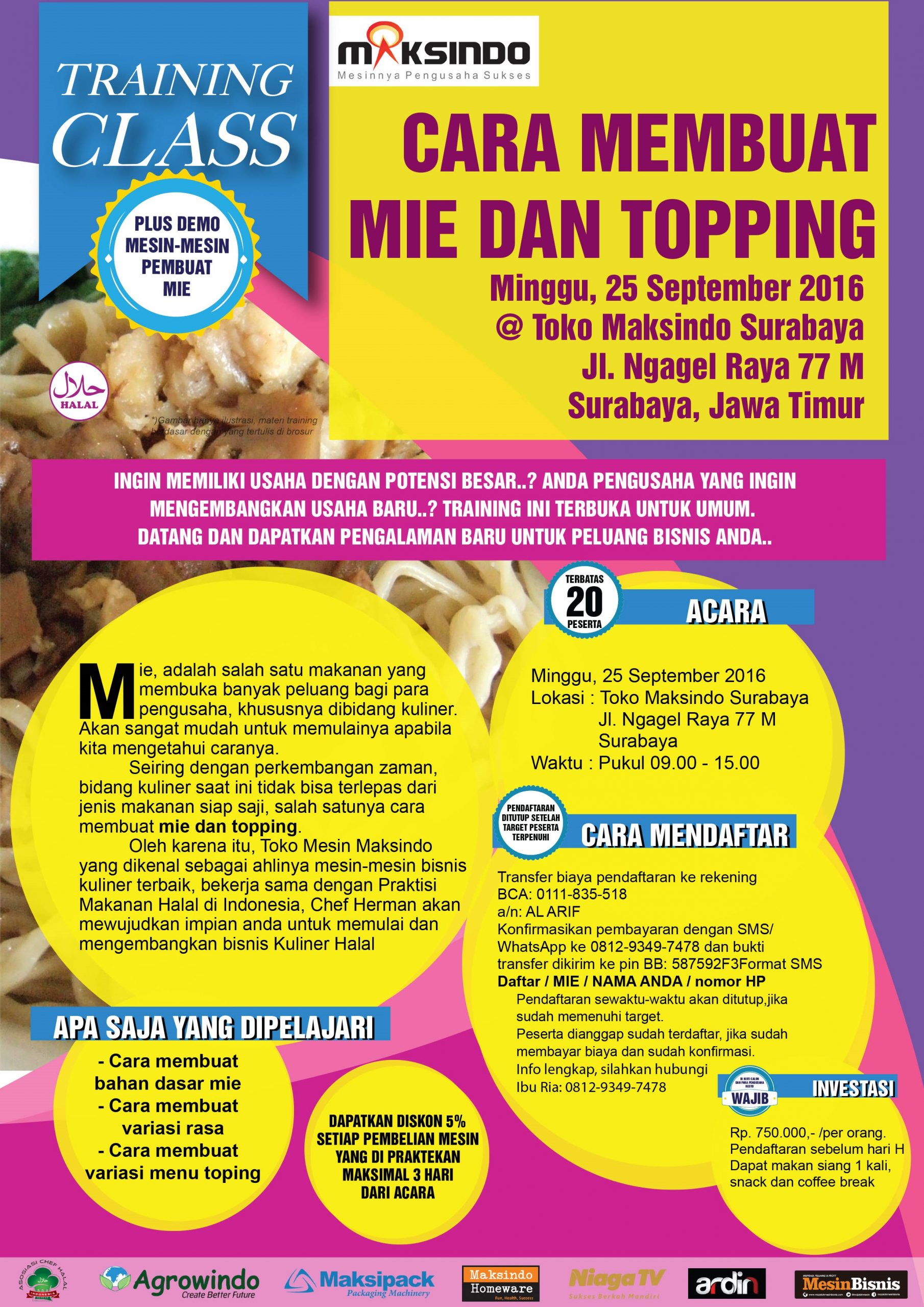 Training Usaha Mie dan Toping di Surabaya, 25 September 2016