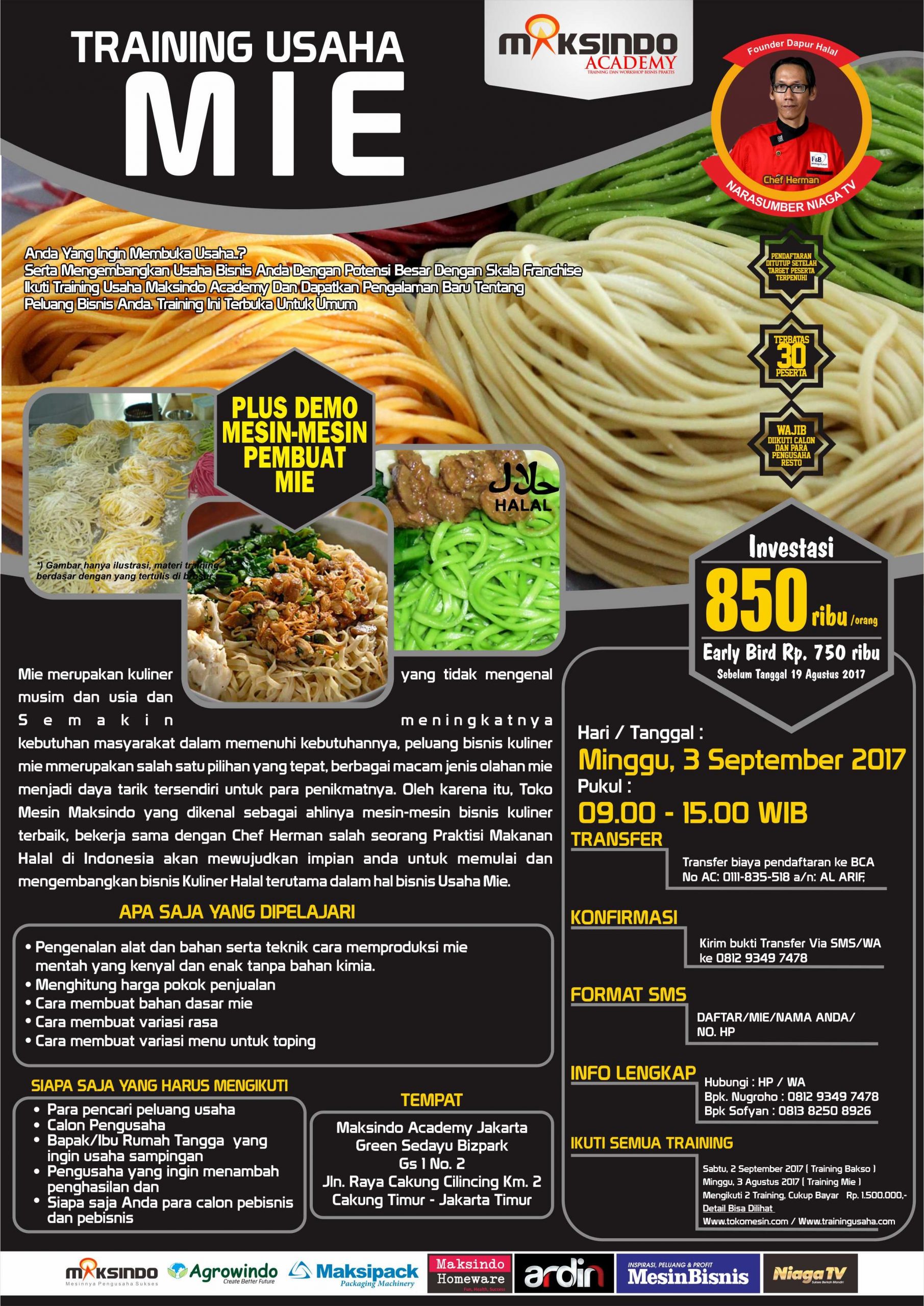 Training Usaha Mie, 3 September 2017