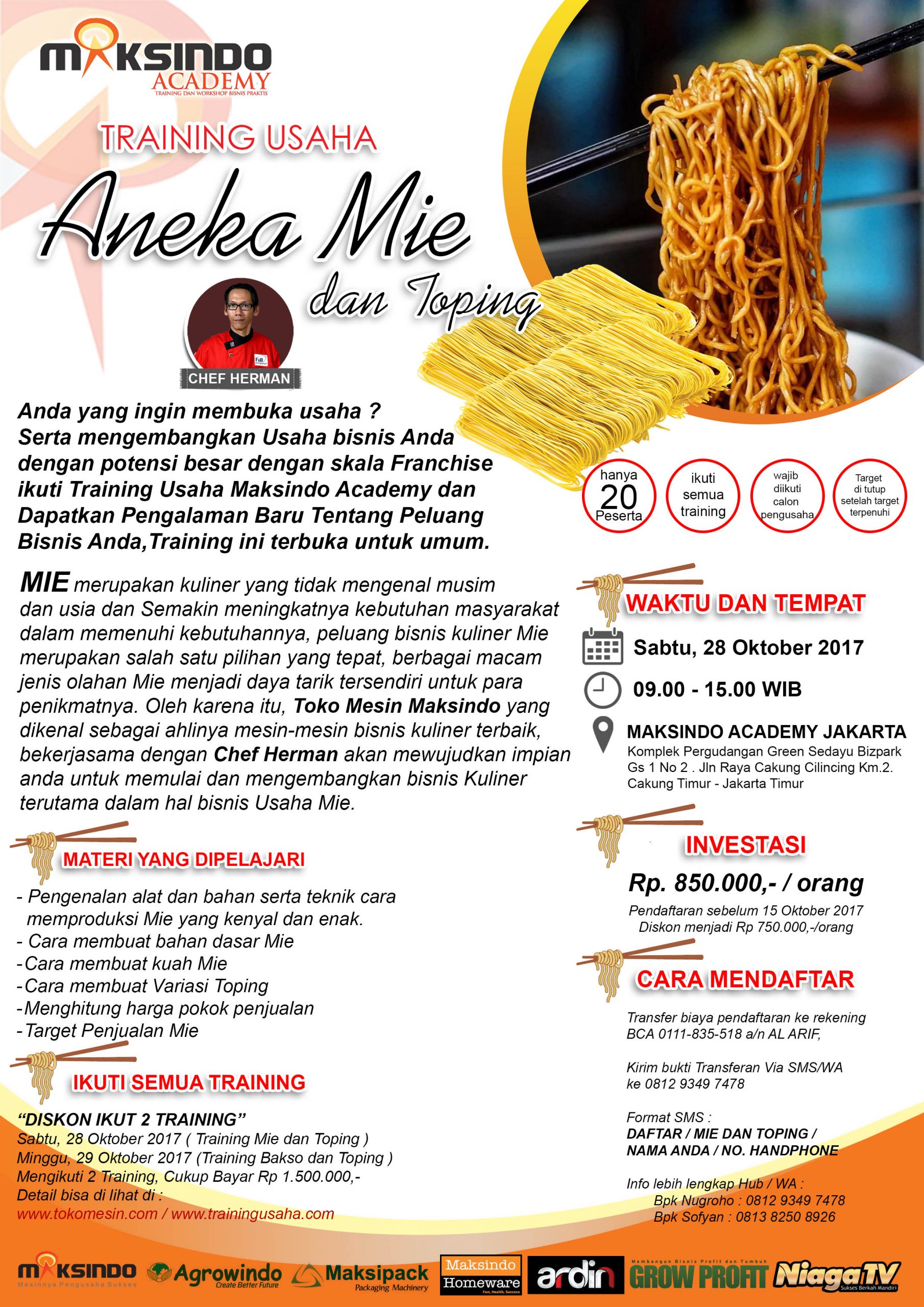 Training Usaha Aneka Mie dan Toping, 28 Oktober 2017
