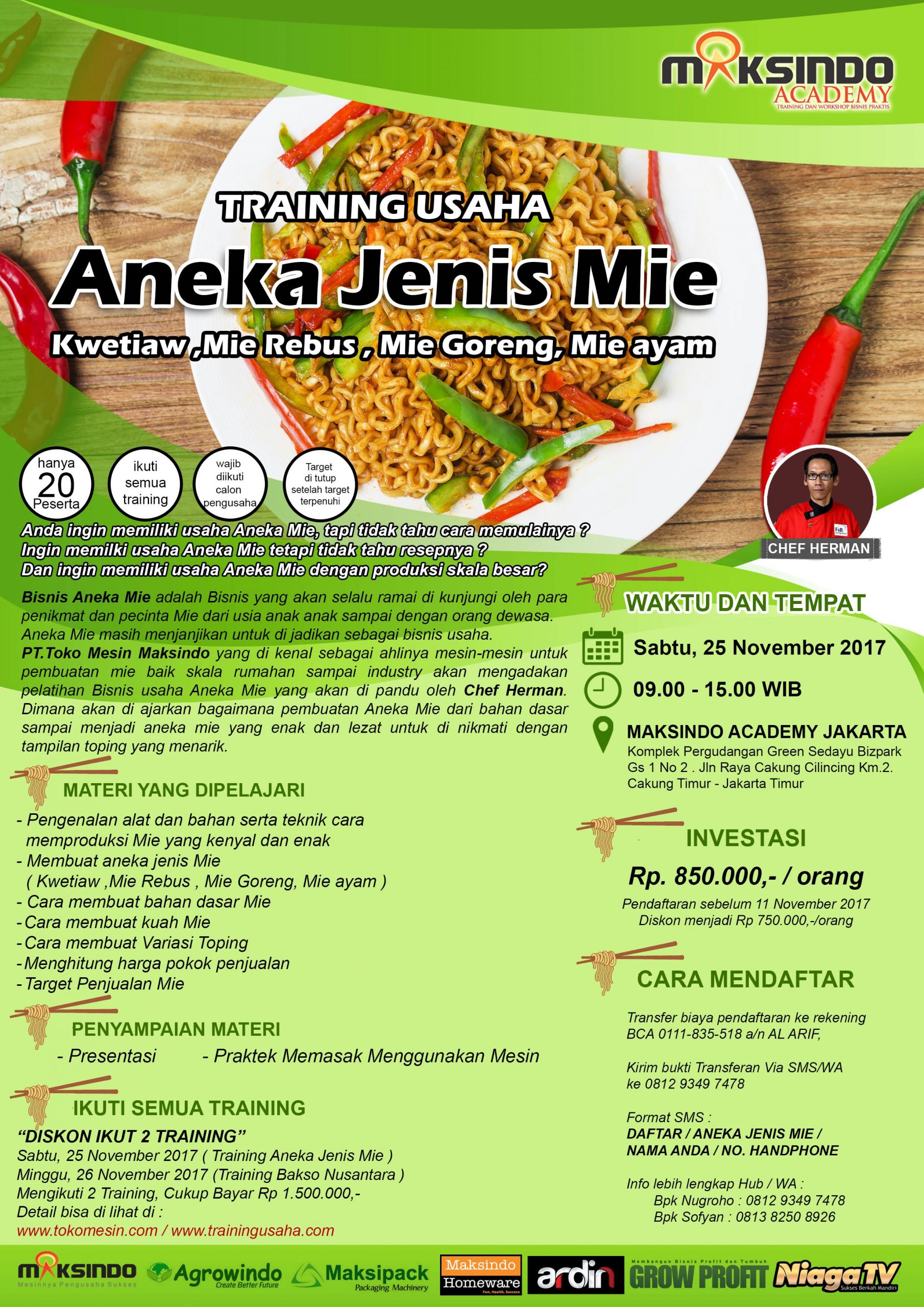 Training Usaha Aneka Jenis Mie, 25 November 2017