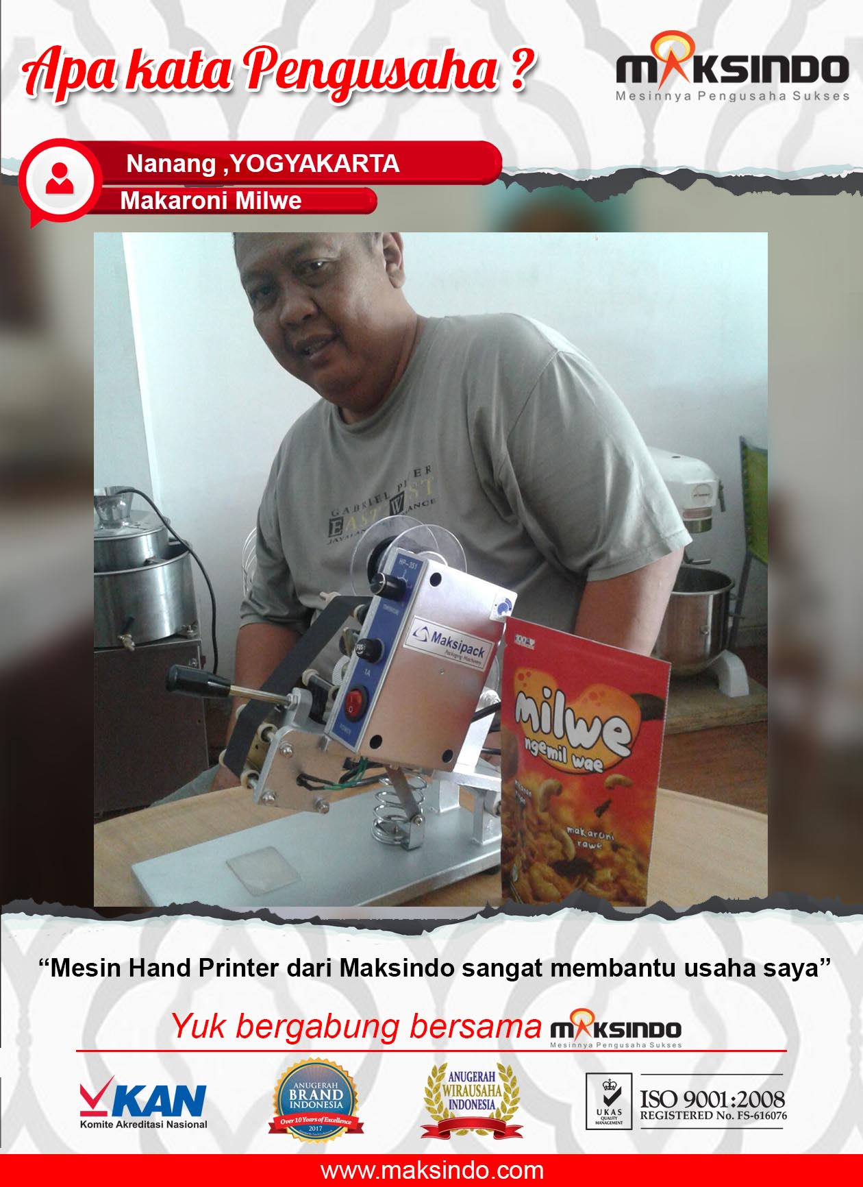 Makaroni Milwe : Usaha Makaroni Semakin Terbantu Dengan Mesin Hand Printer Maksindo