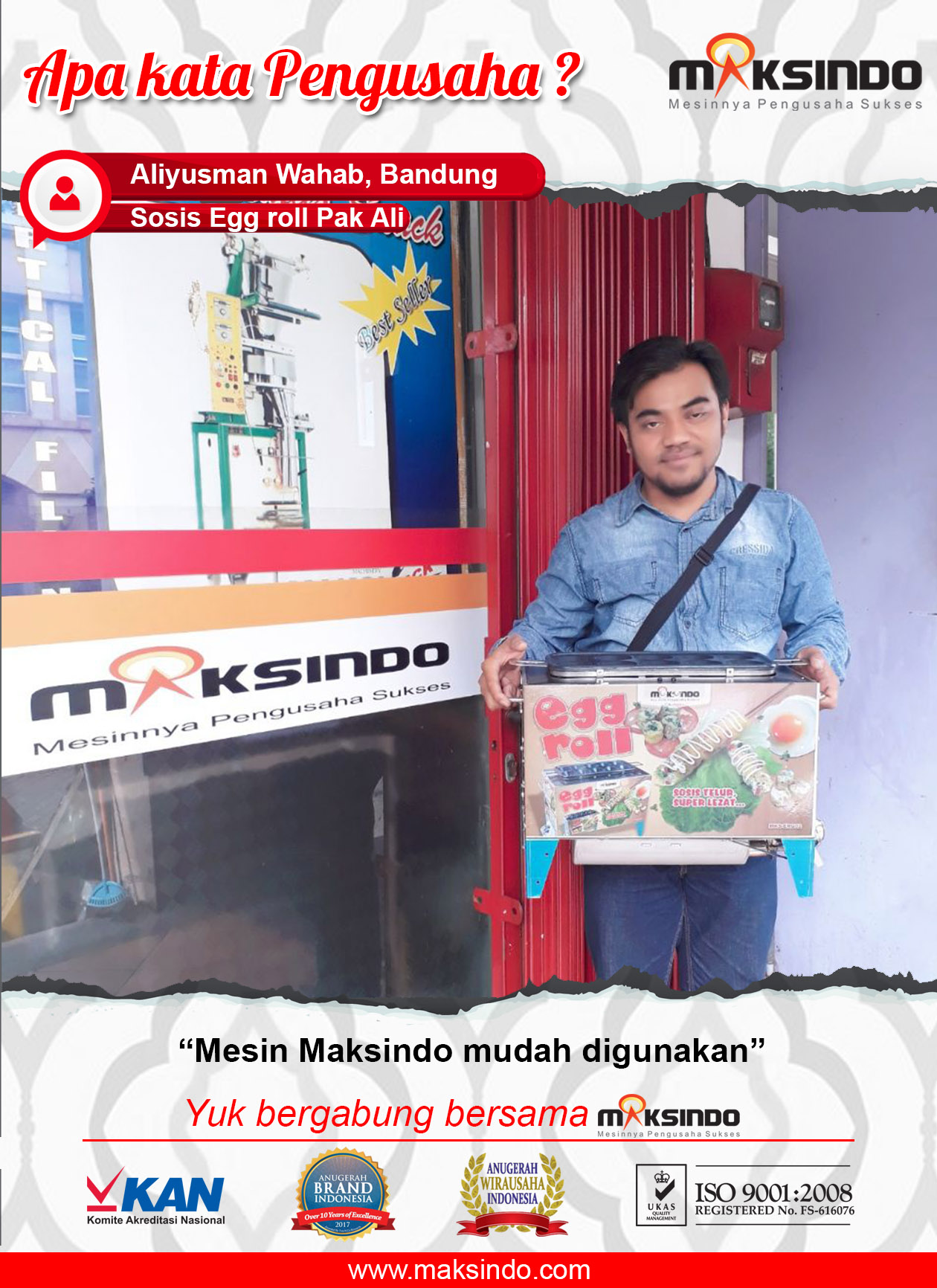 Sosis Egg Roll Pak Ali : Usaha Saya Makin Lancar Dengan Mesin Egg Roll Maksindo