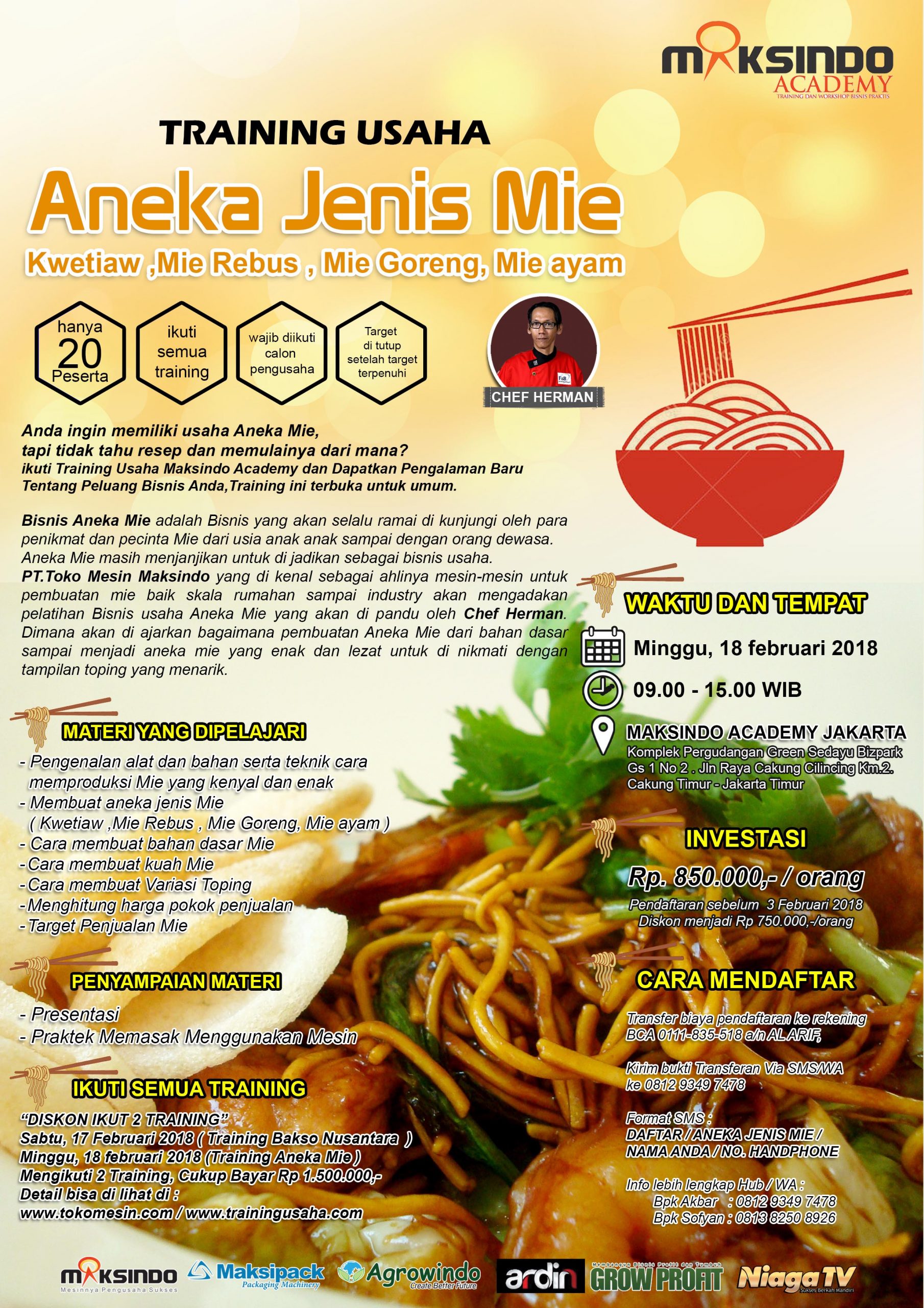 Training Usaha Aneka Mie dan Toping, 18 Februari 2018