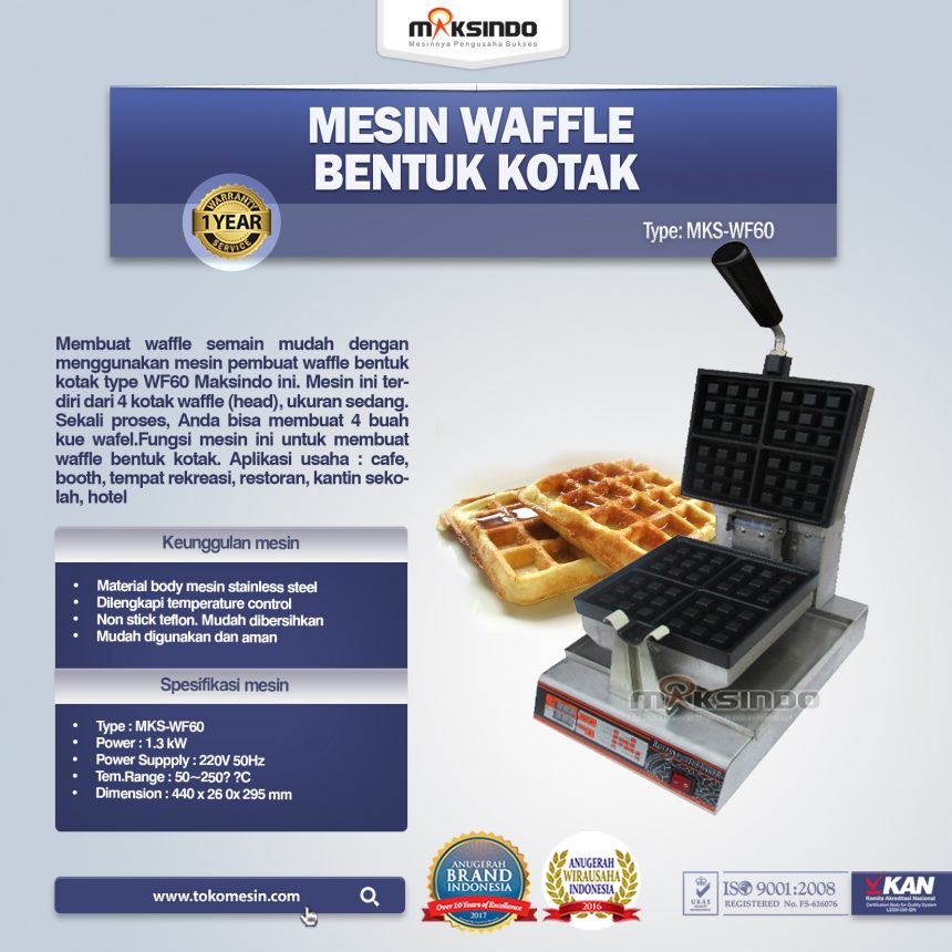 Jual Mesin Waffle Bentuk Kotak (WF-60) di Bogor