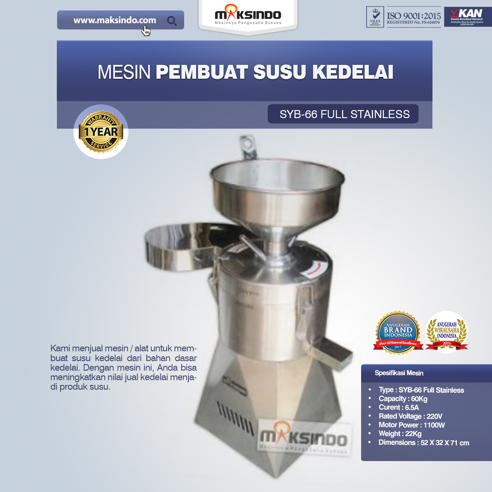 Jual Alat dan Mesin Pengolahan Susu Kedelai di Bogor