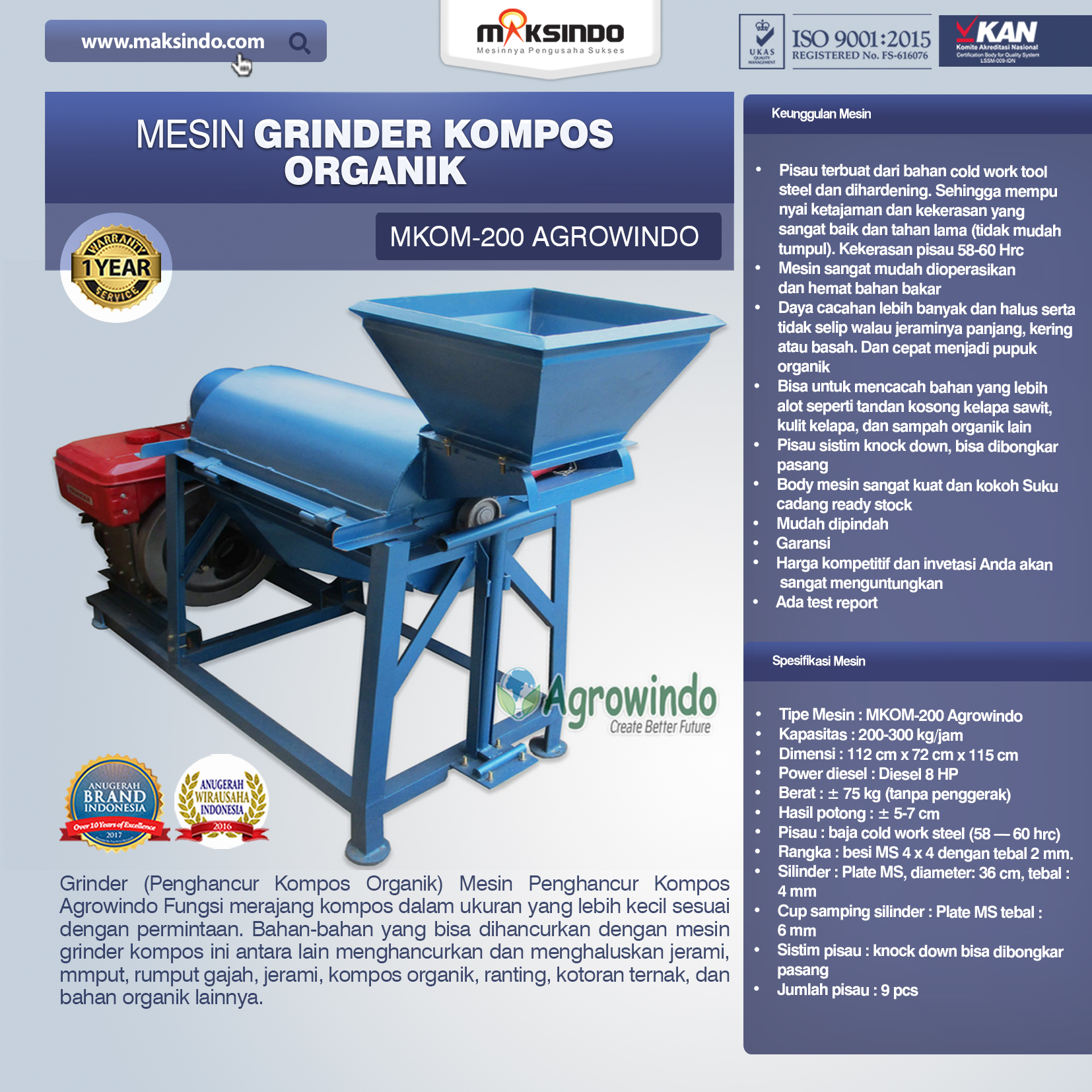 Jual Mesin Grinder Kompos Organik di Bogor