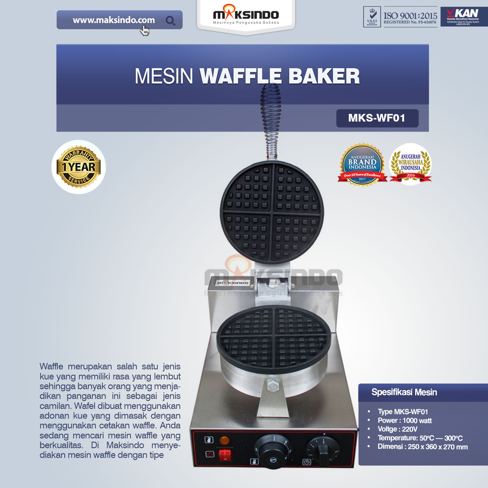 Jual Mesin Waffle Baker MKS-WF01 Di Bogor