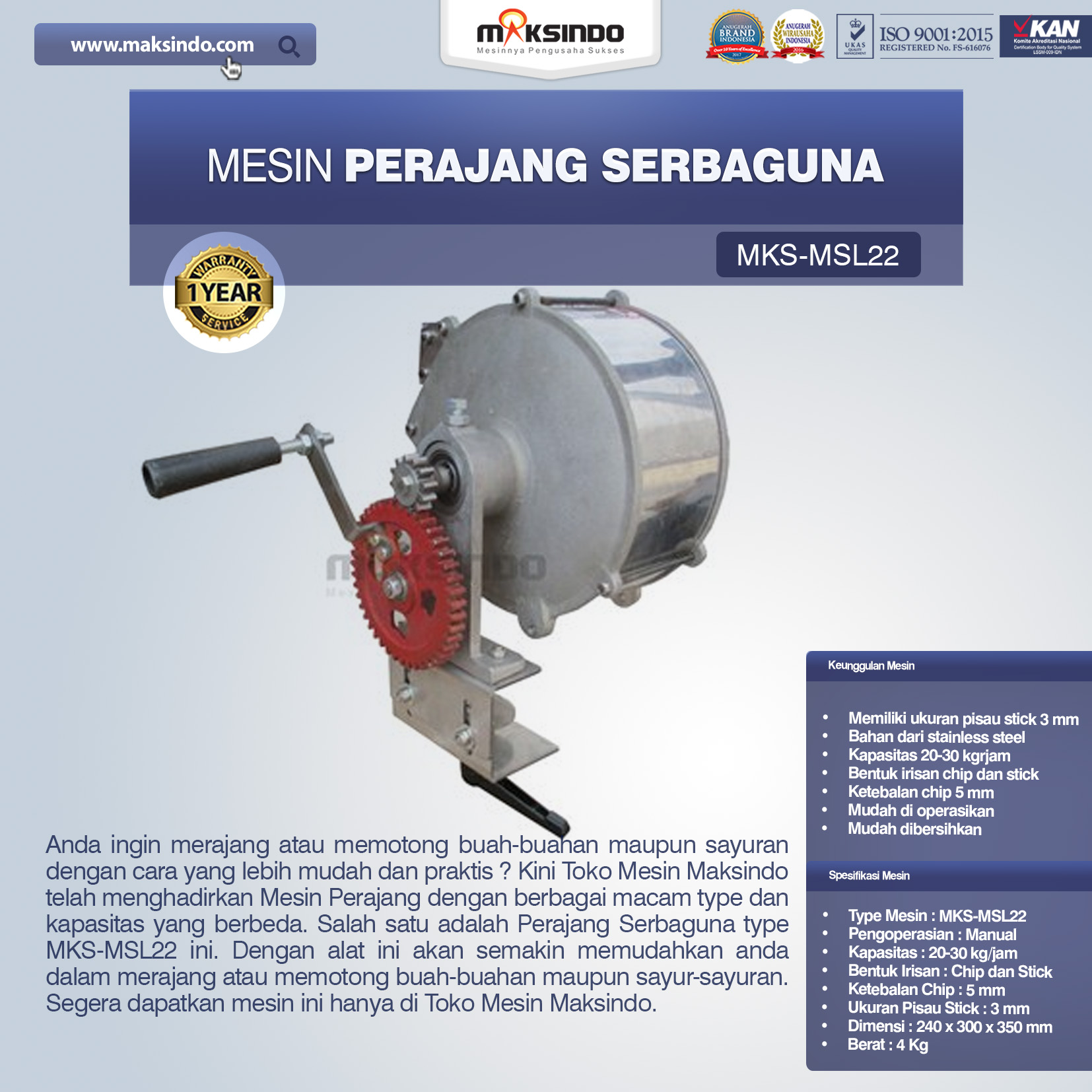 Jual Perajang Serbaguna MKS-MSL22 di Bogor