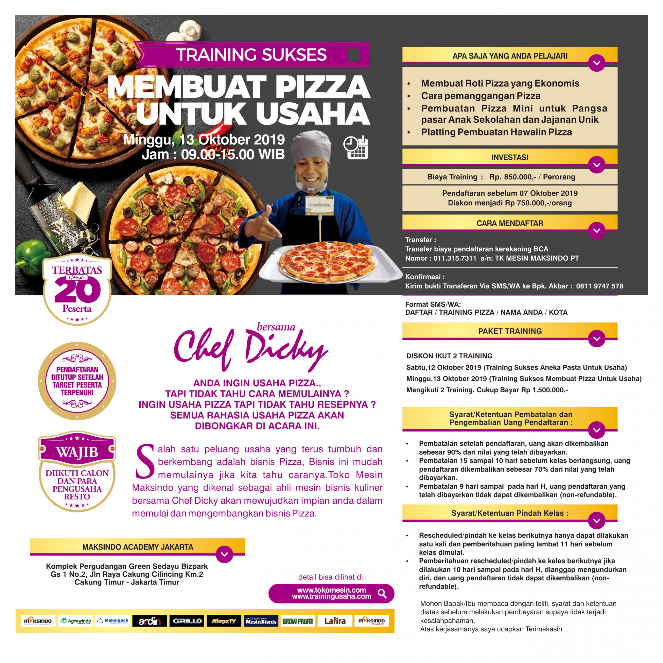 Training Sukses Membuat Pizza Untuk Usaha,Minggu, 13 Oktober 2019