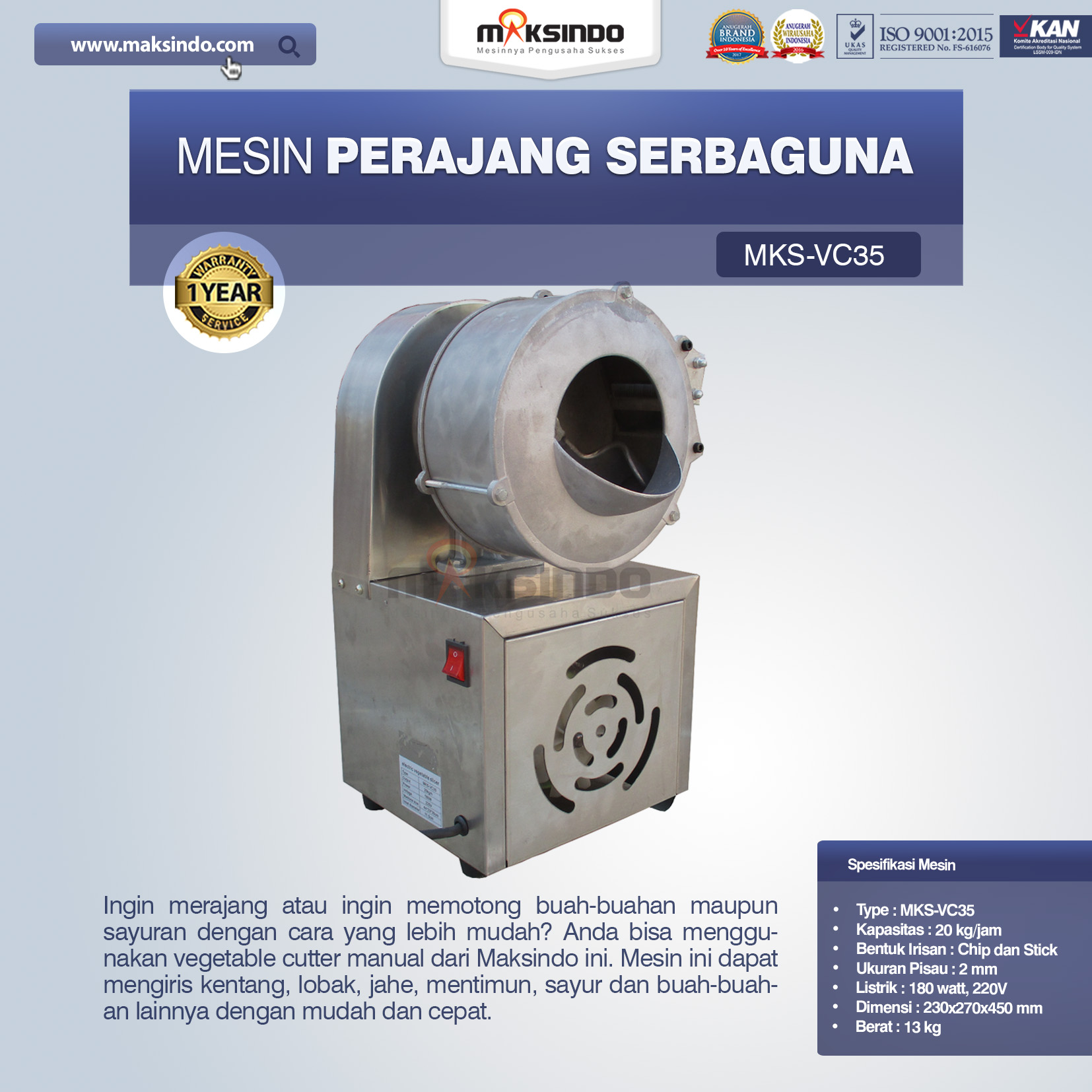 Jual Mesin Perajang Serbaguna MKS-VC35 di Bogor