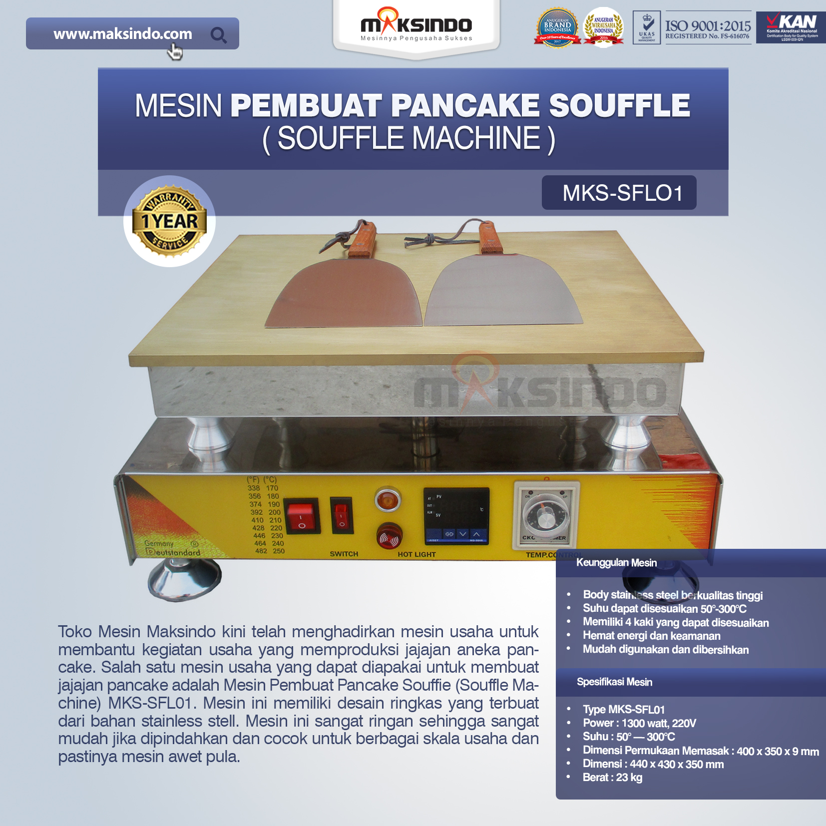 Jual Mesin Pembuat Pancake Souffle (Souffle Machine) MKS-SFL01 di Bogor