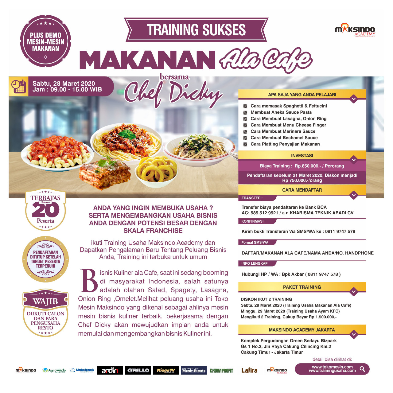 Training Usaha Makanan Ala Cafe, Sabtu 28 Maret 2020