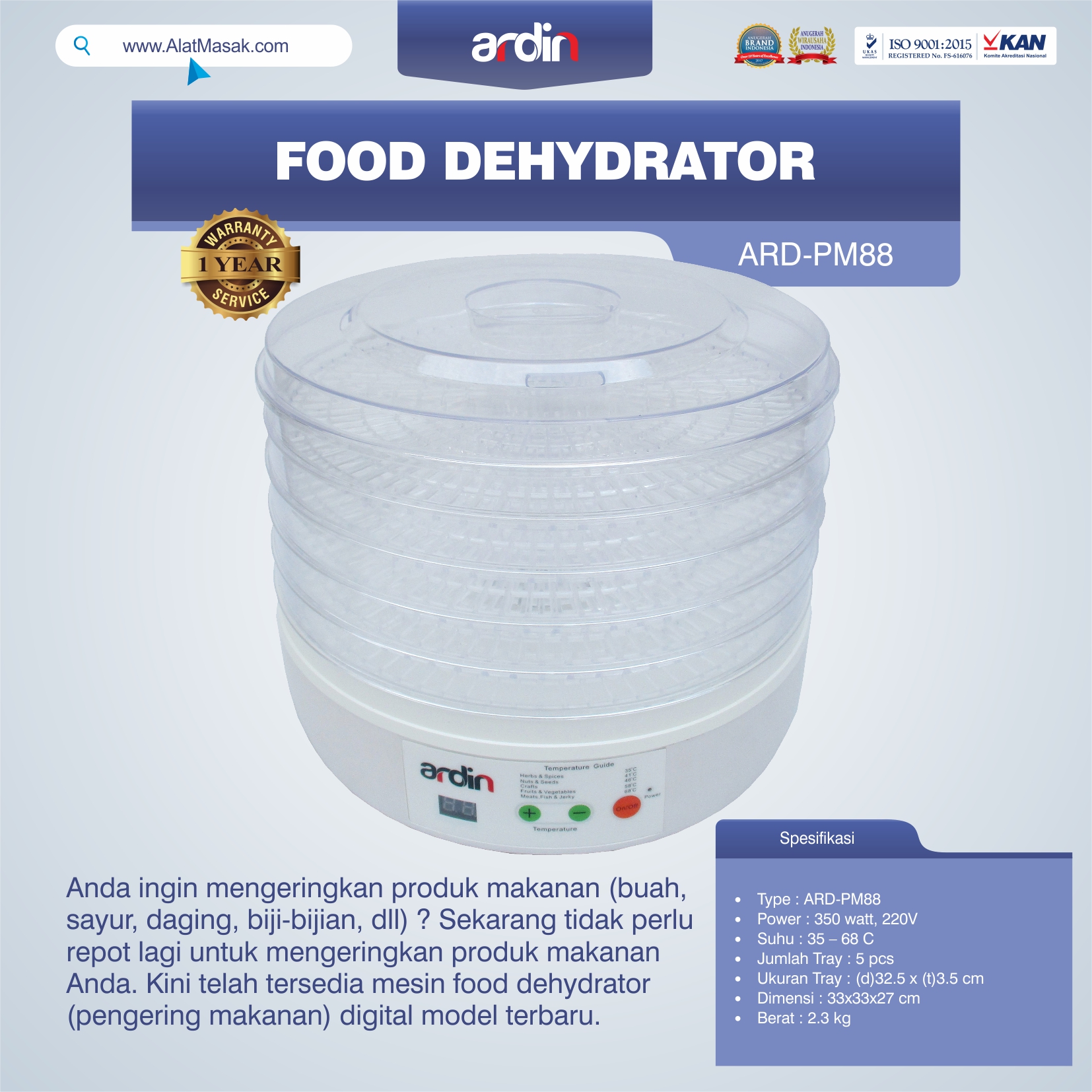 Jual Food Dehydrator ARD-PM88 di Bogor