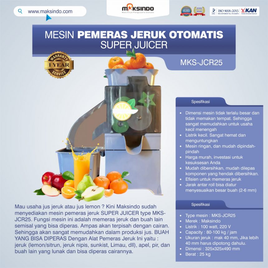Jual Mesin Pemeras Jeruk Otomatis Super Juicer MKS-JCR25 di Bogor