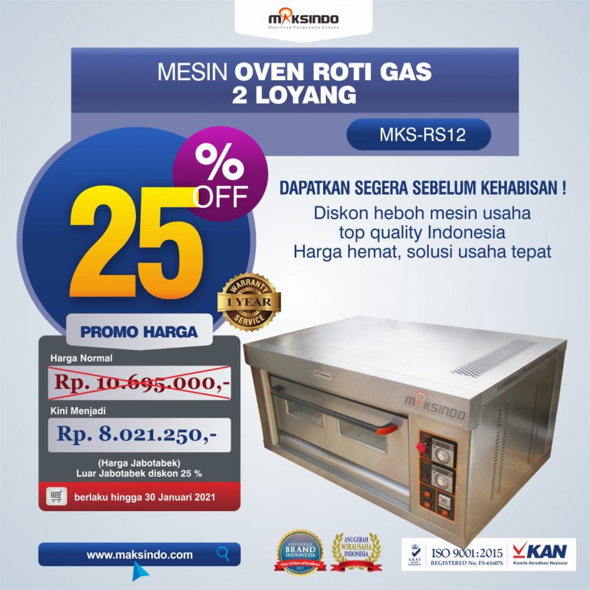 Jual Mesin Oven Roti Gas 2 Loyang (MKS-RS12) di Bogor