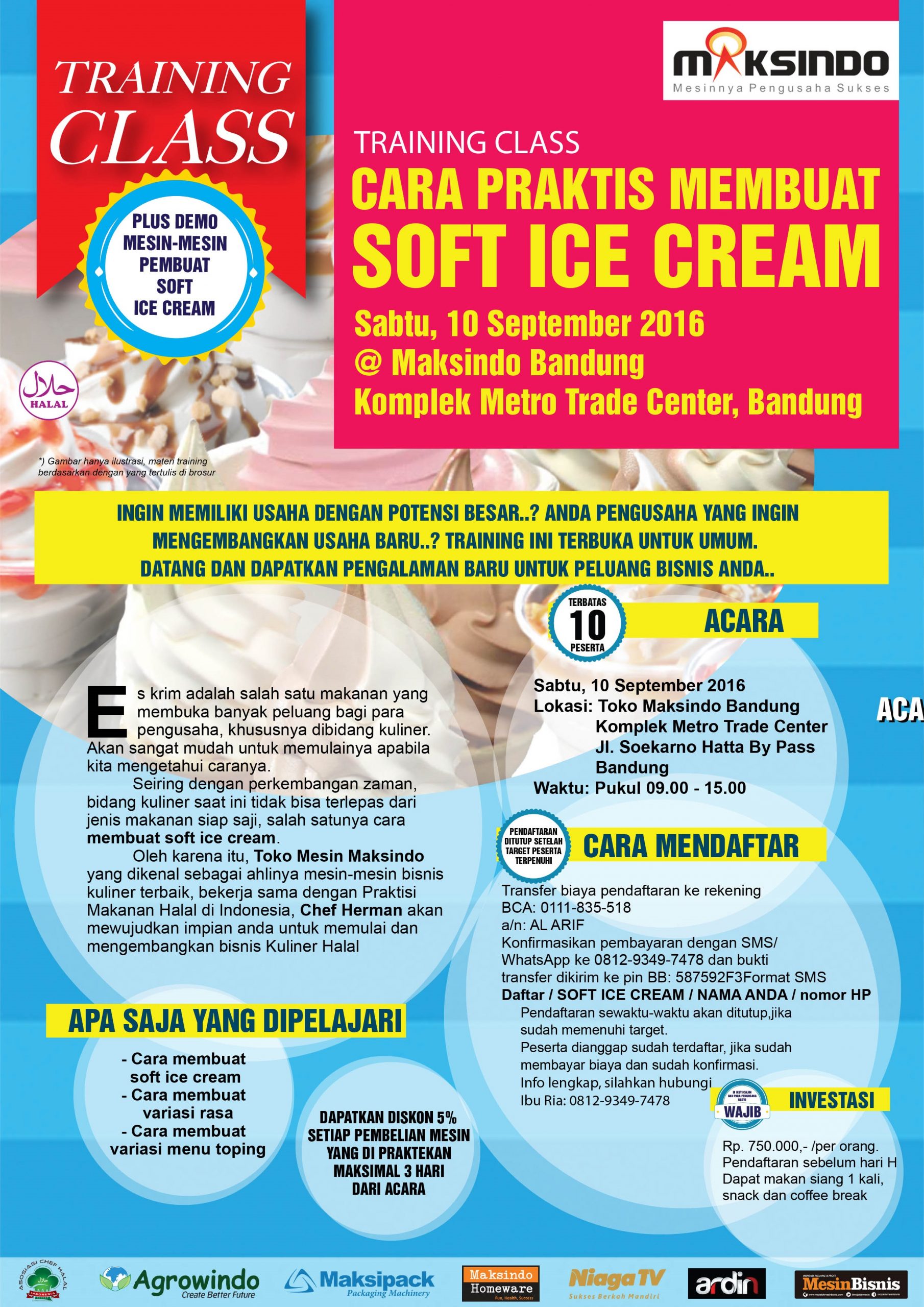 Training Usaha Soft Ice Cream di Bandung, 10 September 2016
