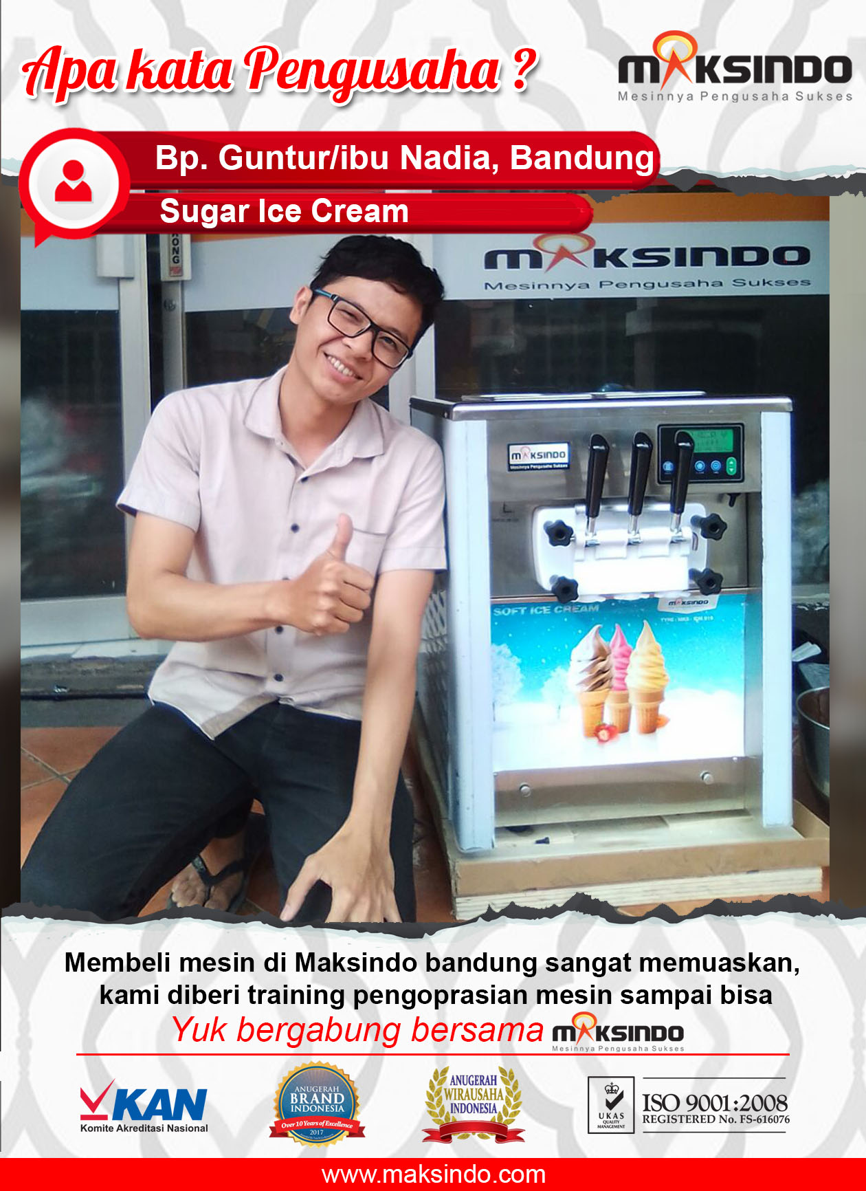 Sugar Ice Cream : Mesin Maksindo Sangat Memuaskan