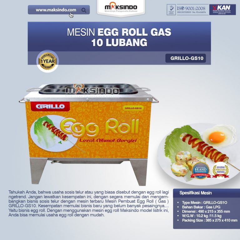 Jual Mesin Egg Roll Gas 6 Lubang GRILLO-GS10 di Bogor