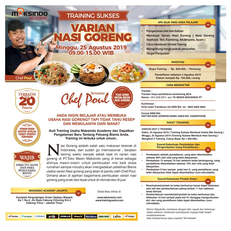 Training Usaha Varian Nasi Goreng, Minggu, 25 Agustus 2019