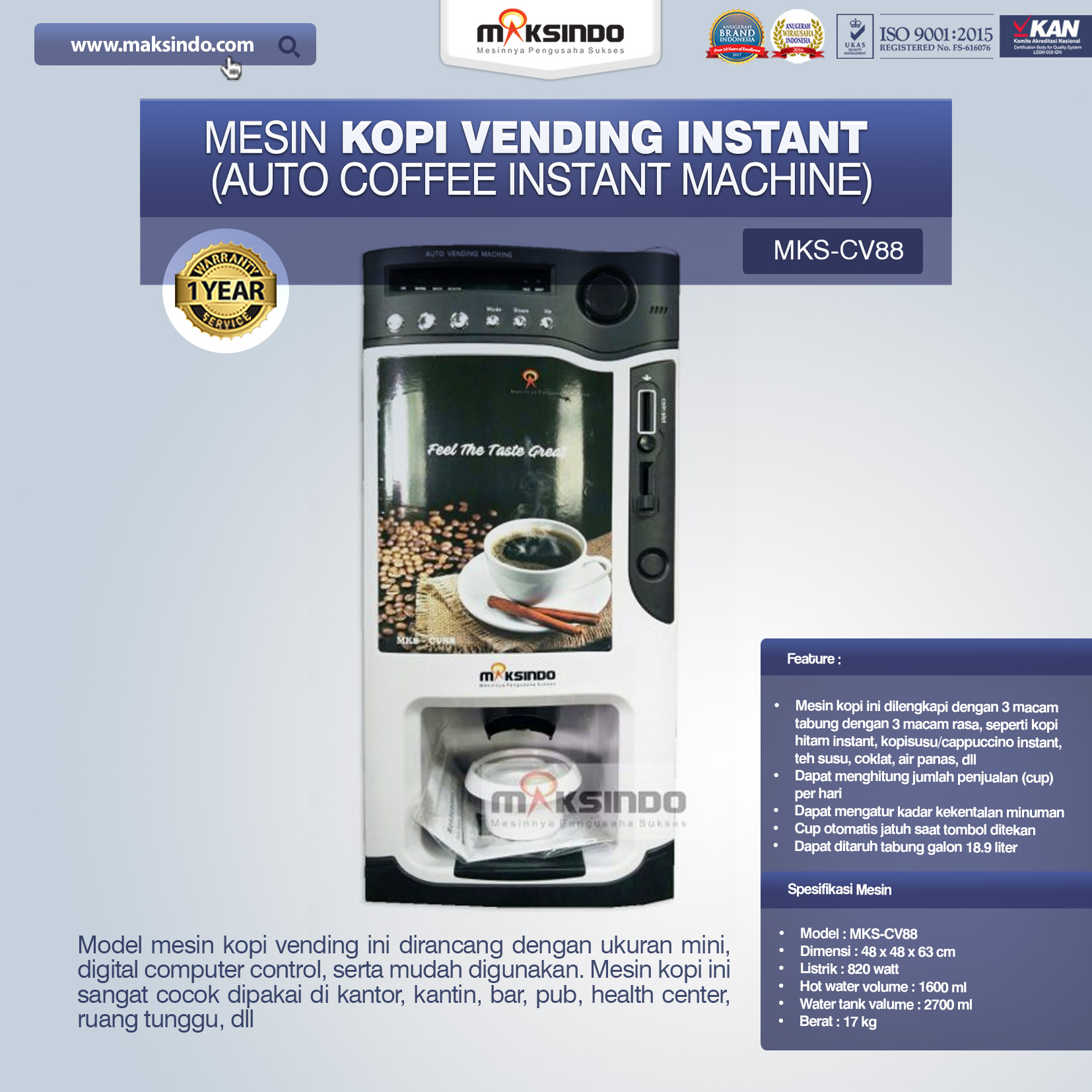 Jual Mesin Pembuat Kopi Instant (Coffee Vending) di Bogor