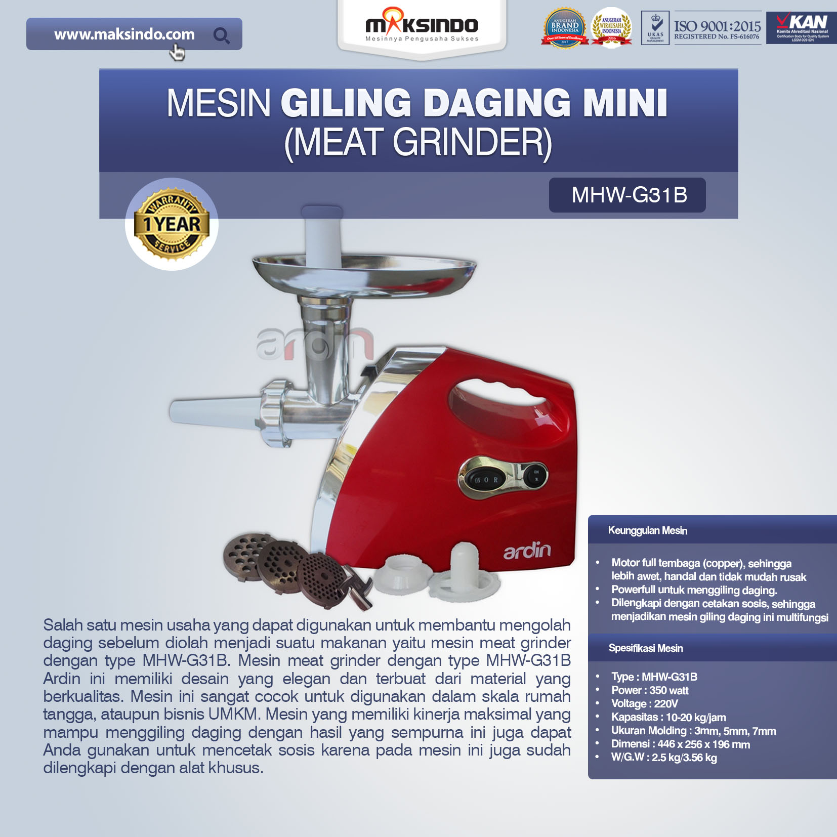 Jual Mesin Giling Daging Mini di Bogor-ARDIN