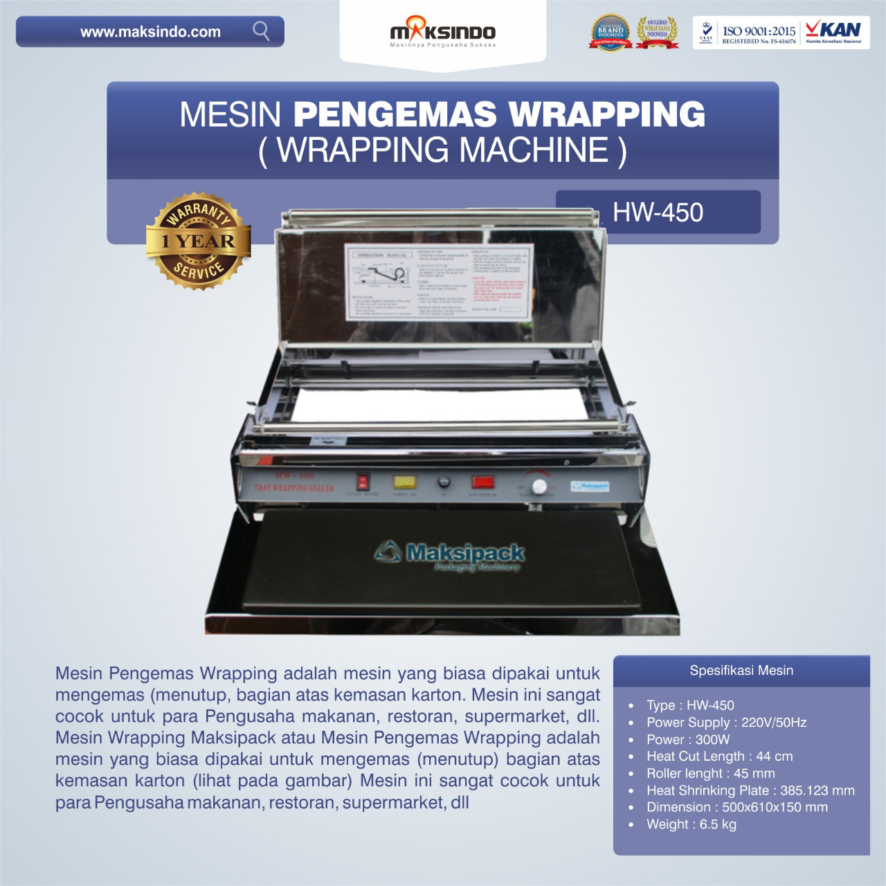 Jual Mesin Pengemas Wrapping di Bogor