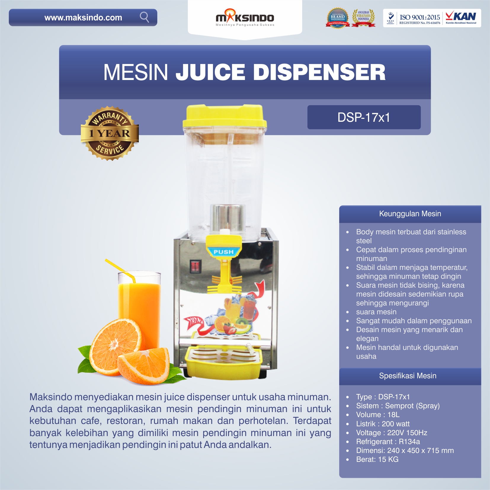 Jual Mesin Juice Dispenser (DSP-17×1) di Bogor