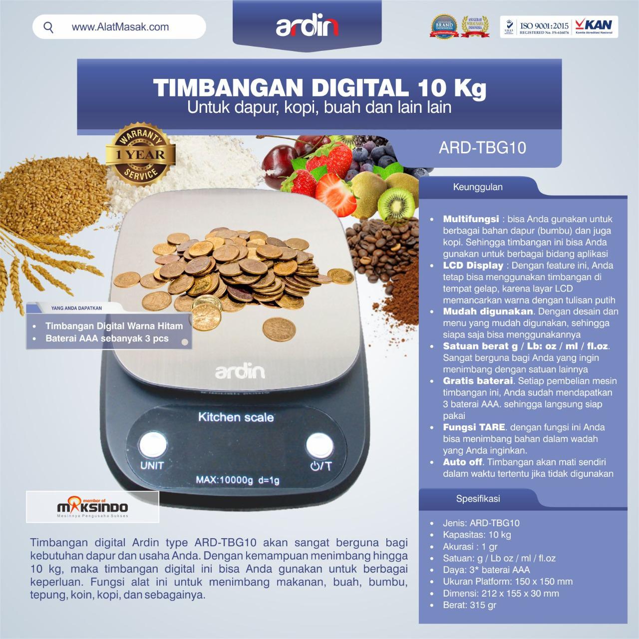 Jual Timbangan Digital 10 kg / Timbangan Kopi ARD-TBG10 di Bogor