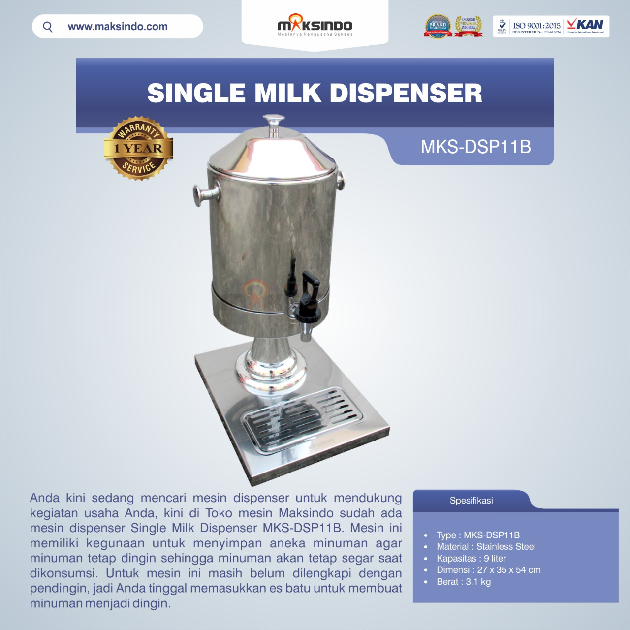 Jual Single Milk Dispenser MKS-DSP11B di Bogor