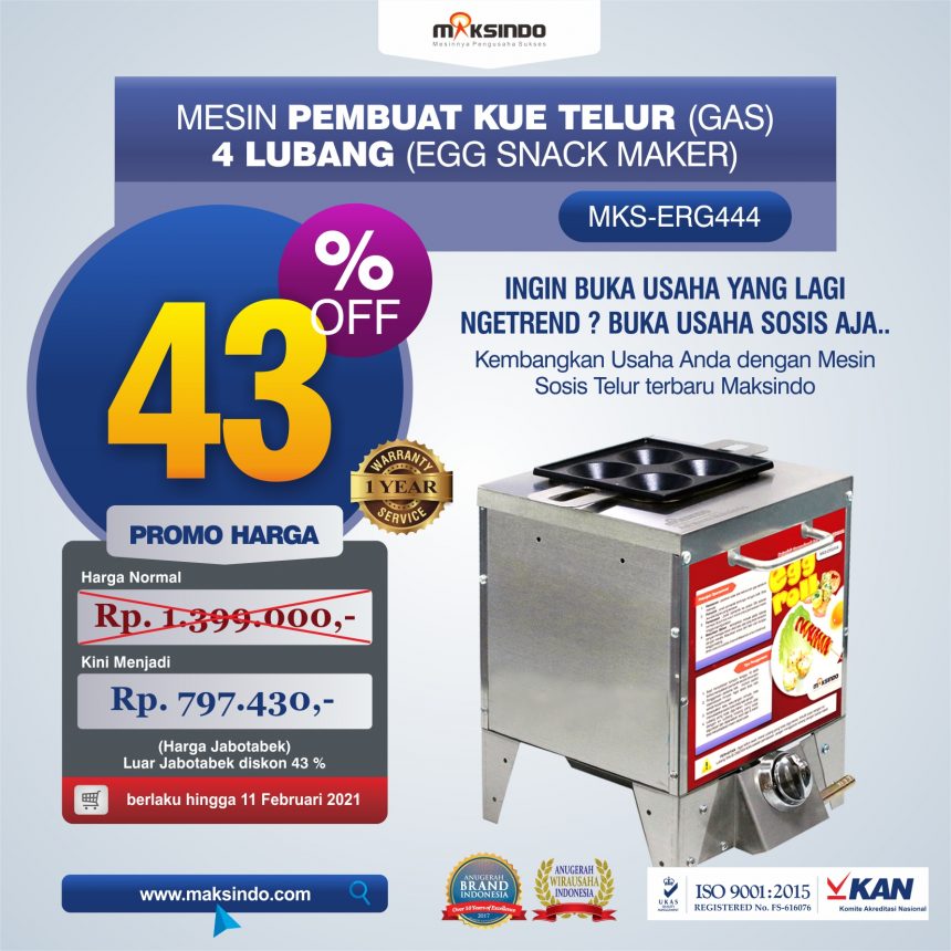 Jual Mesin Pembuat Egg Roll (Gas) 4 Lubang MKS-ERG444 di Bogor